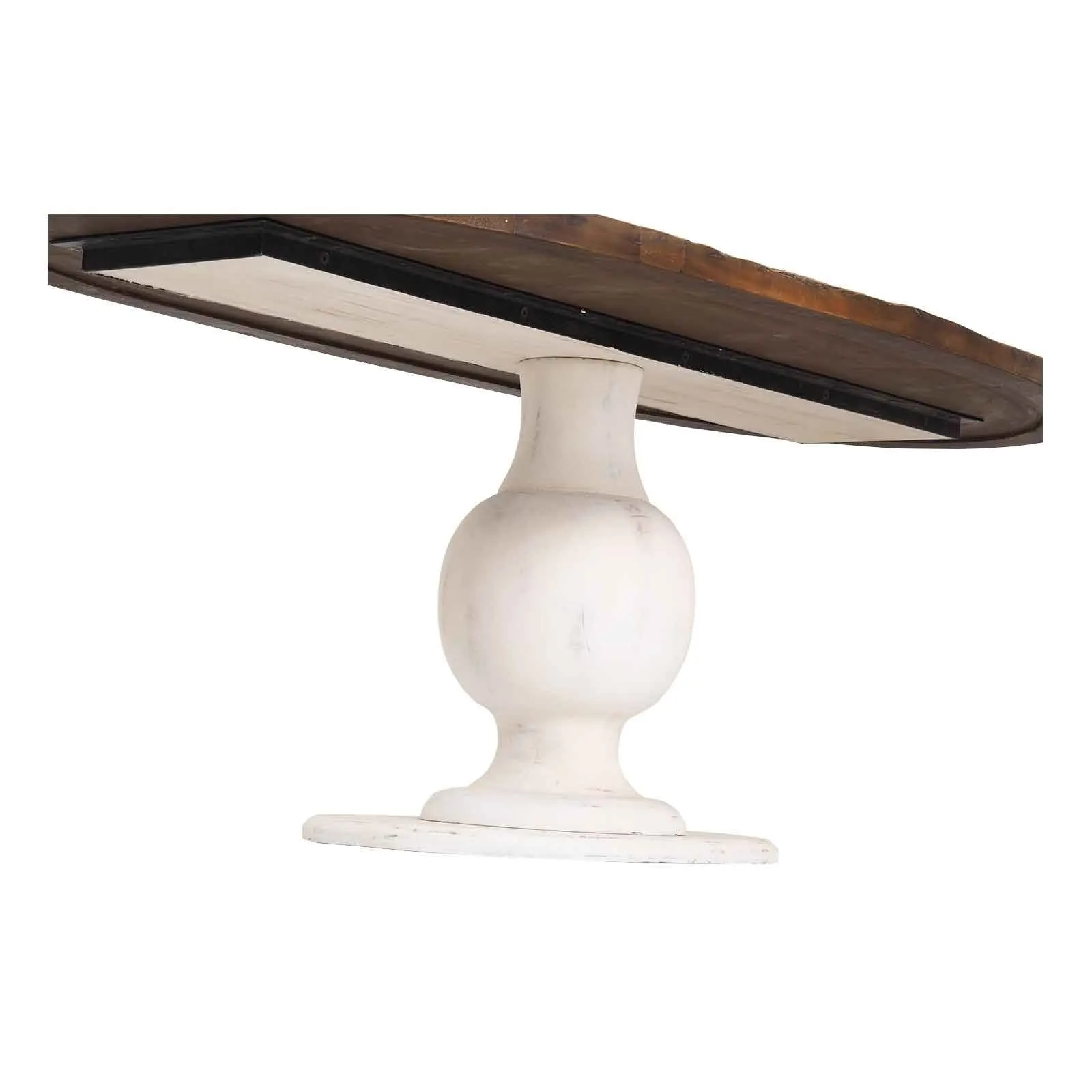 Table  manger ovale plateau bois brut pied blanc | Manguier Aberdine
