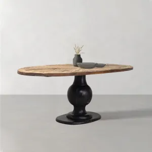 Table  manger ovale plateau bois brut pied noir | Manguier Aberdine