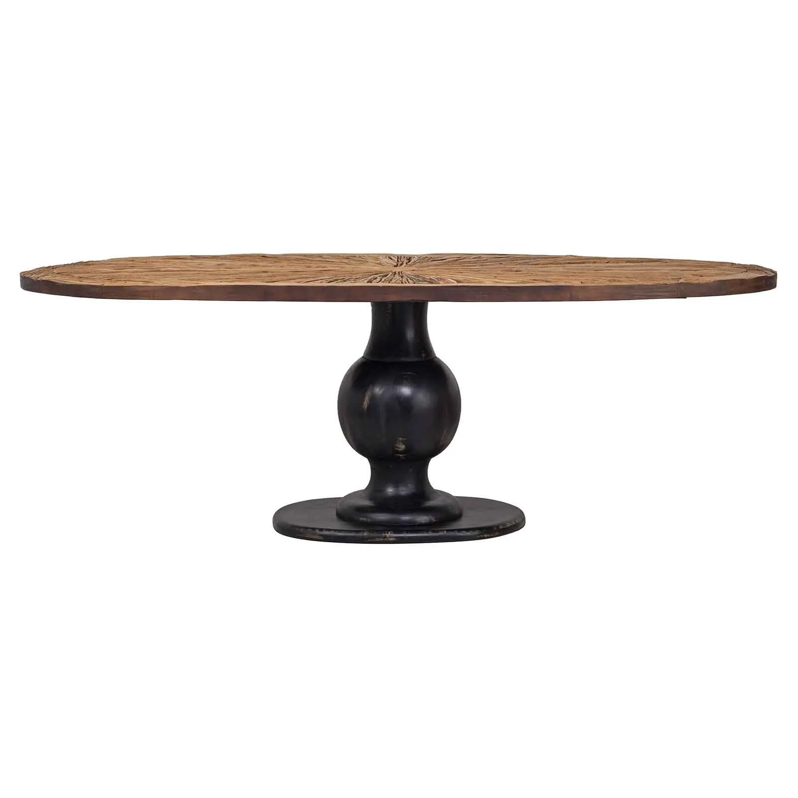 Table  manger ovale plateau bois brut pied noir | Manguier Aberdine