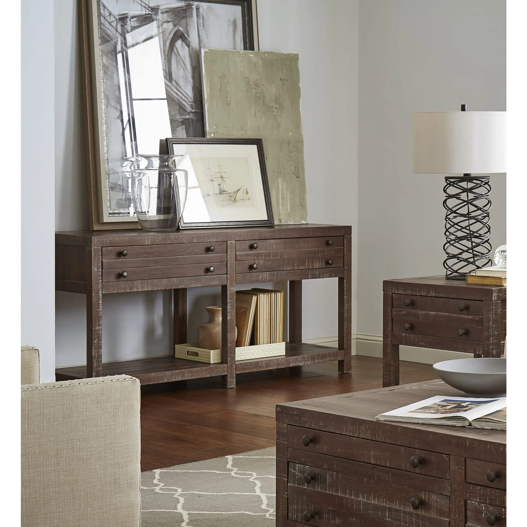 Townsend Solid Wood Console Table in Java Modus