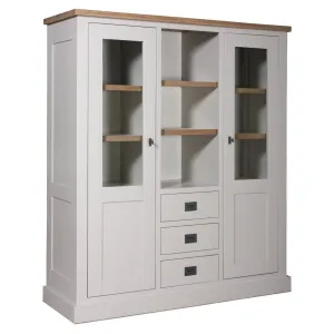 Vitrine 2 portes 3 tiroirs "Chne et Pin Chic"