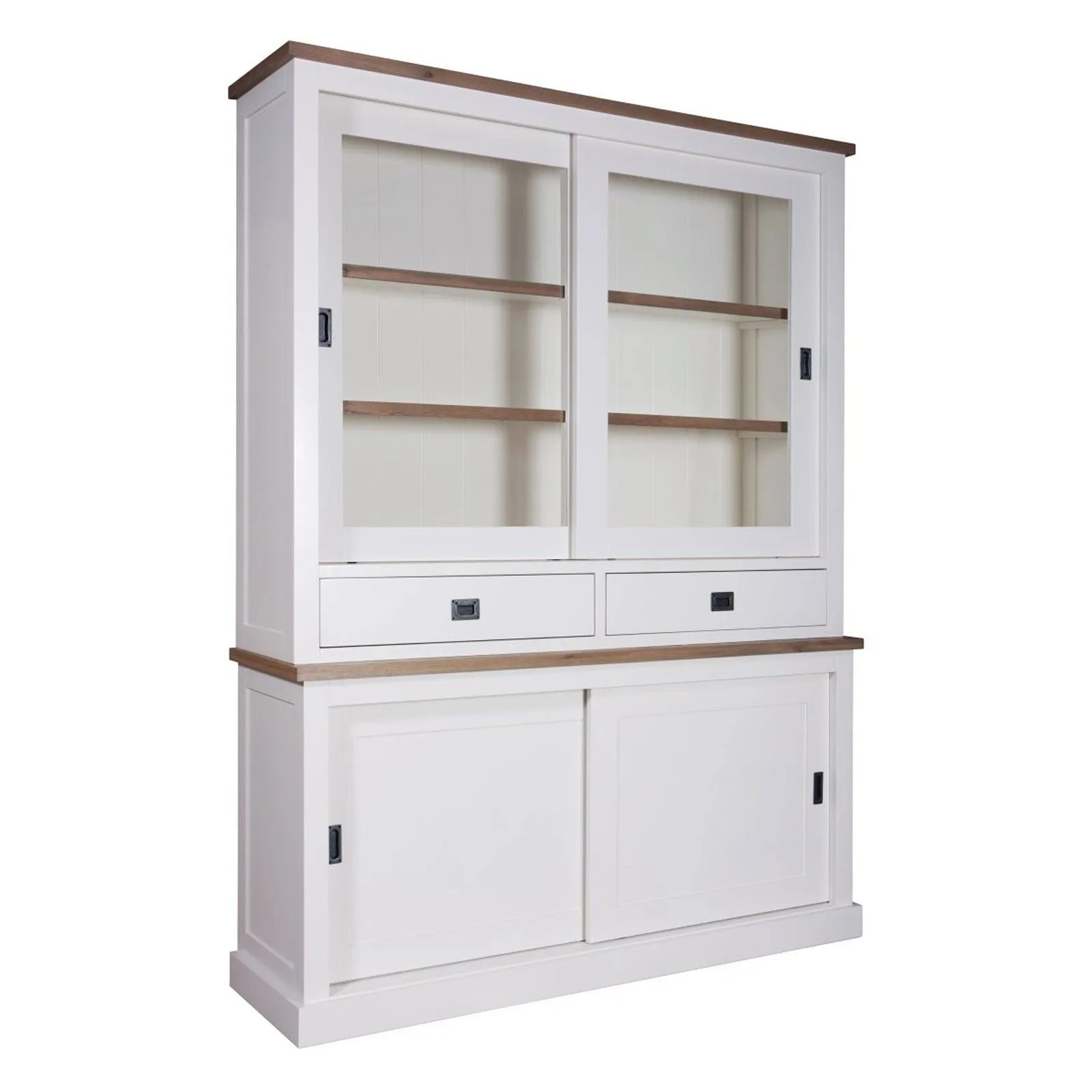 Vitrine 2x2 portes 2-tiroirs "Chne et Pin Chic"