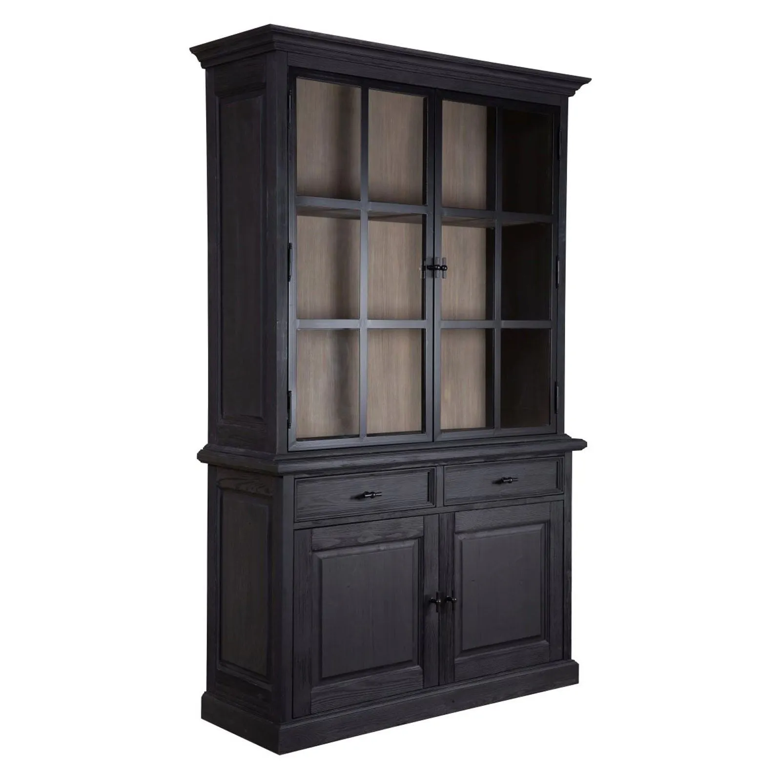 Vitrine 2x2 portes 2 tiroirs "Pin et Mtal Provence"