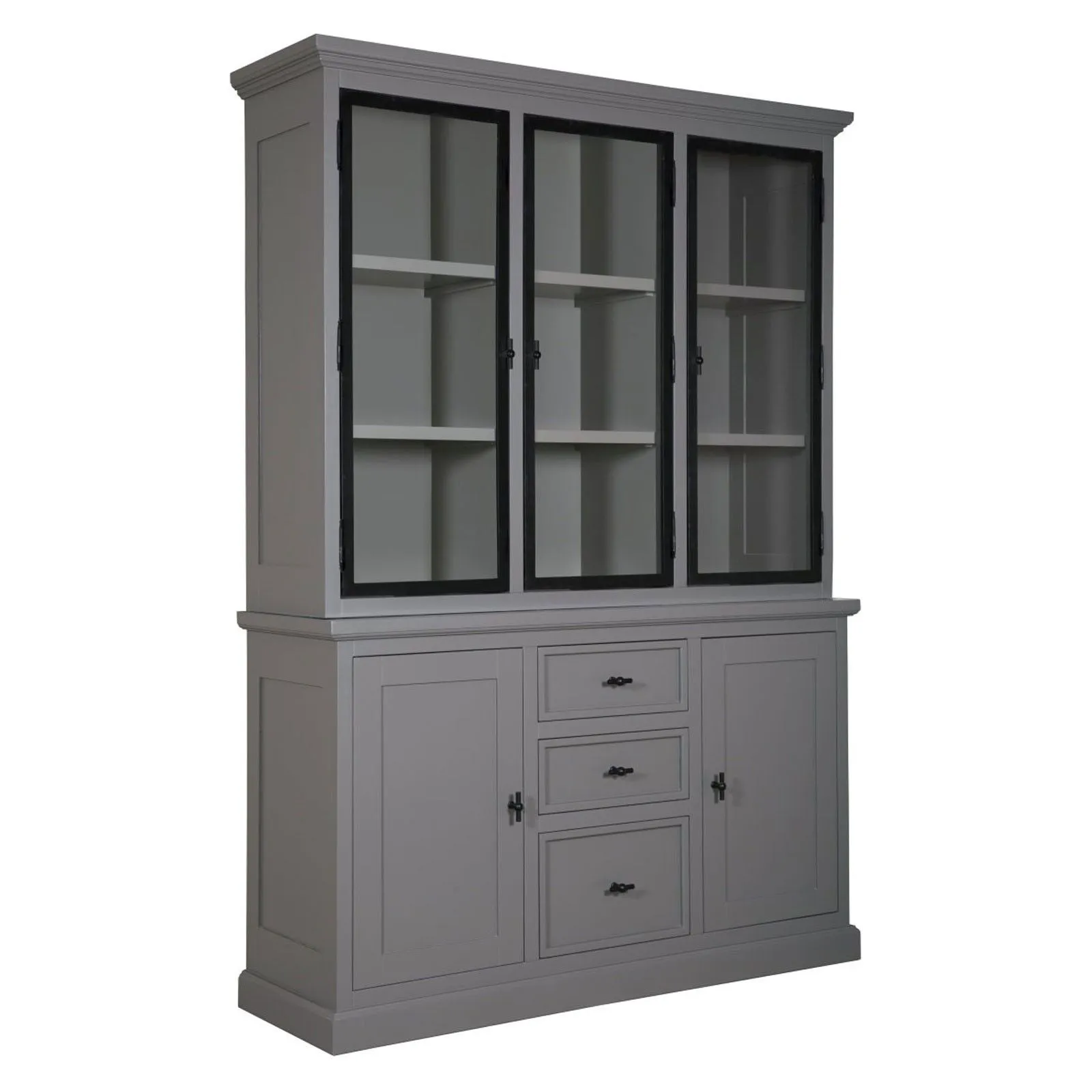 Vitrine  5 portes 3 tiroirs "Pin et Mtal Tradition"