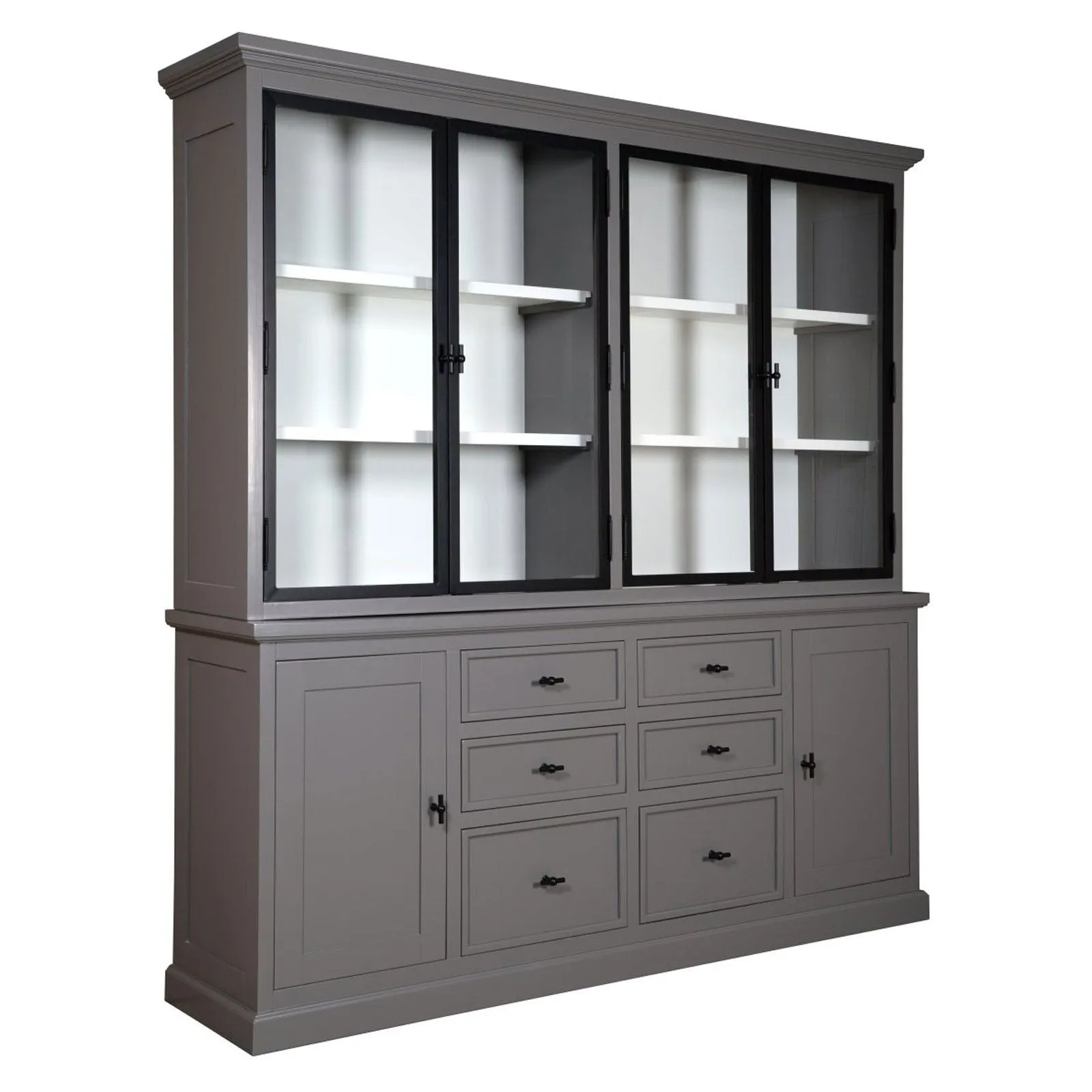 Vitrine  6 portes 6 tiroirs "Pin et Mtal Tradition"