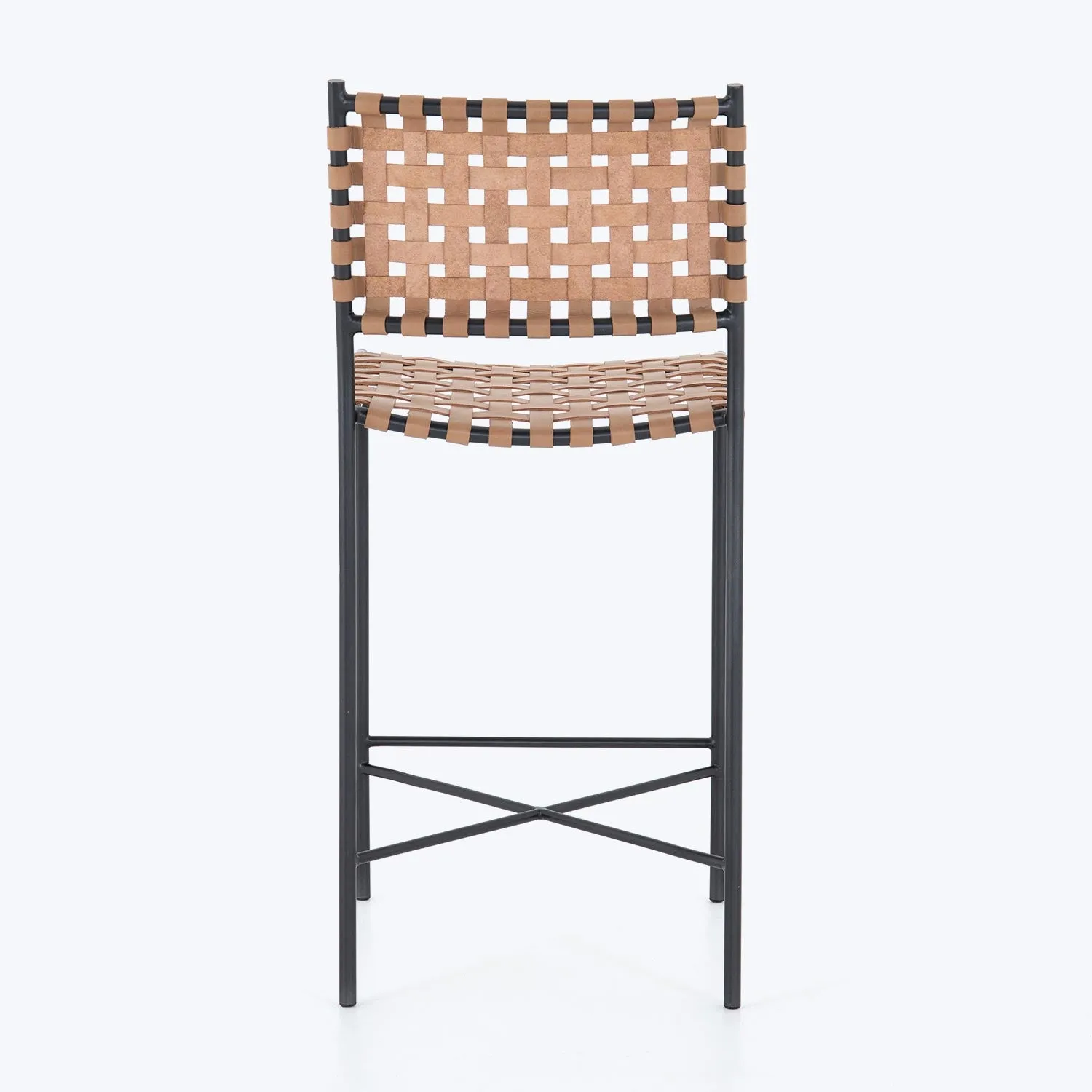 Woven Leather Counter Stool