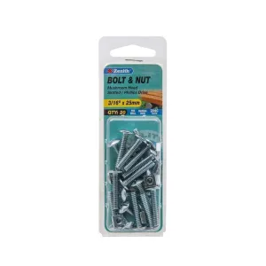 Zenith Bolt & Nut Mush ZP 3/16" x 25mm (20pk)
